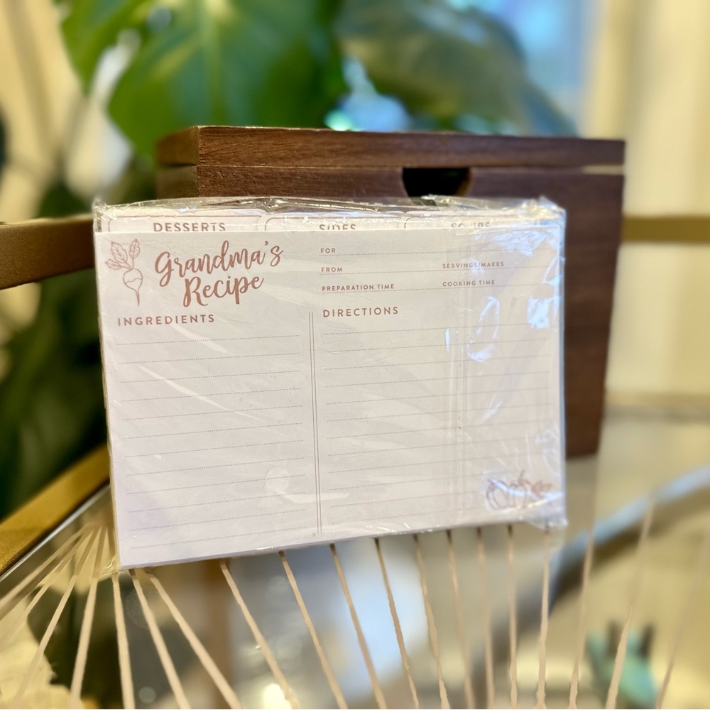 New Rustic Wood Recipes Box w/ Recipe Cards